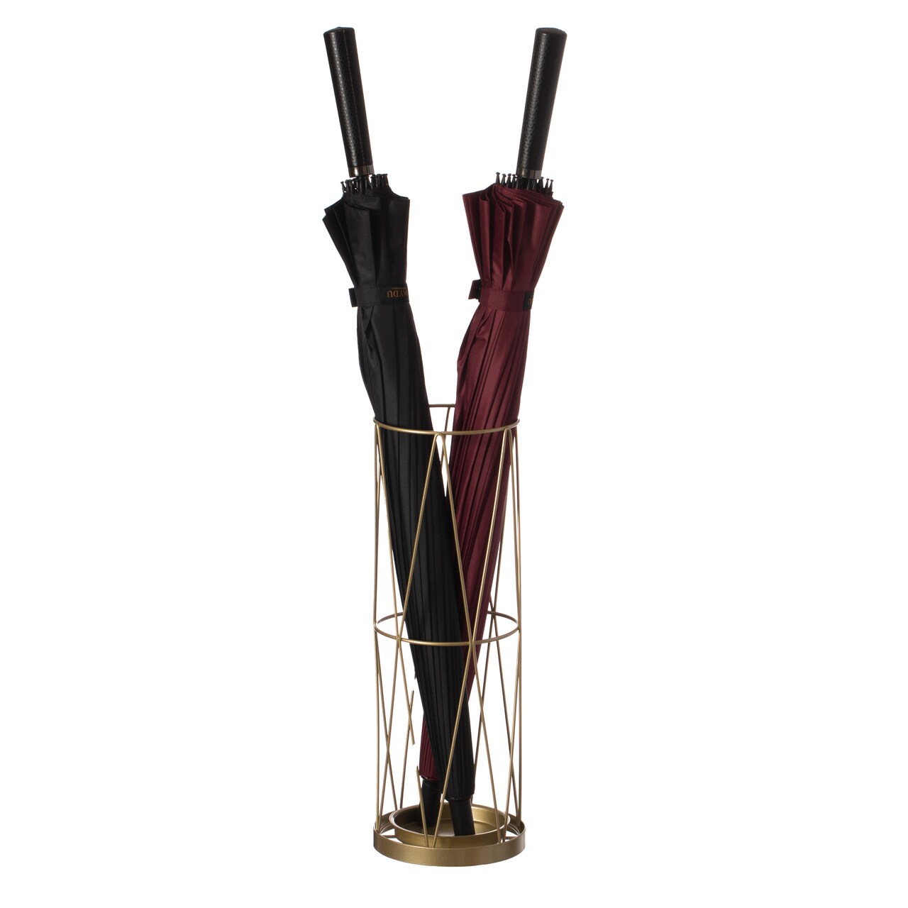 Gold Round Vertical Design Umbrella Holder Stand for Indoor and Outdoor with Drip Water Tray